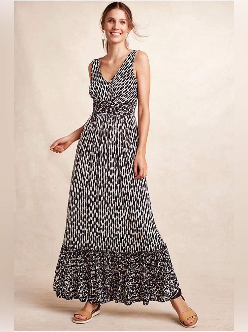 Anthropologie Plenty Tracy Reese Seacoast V-Neck Maxi Dress - Size Small Petite